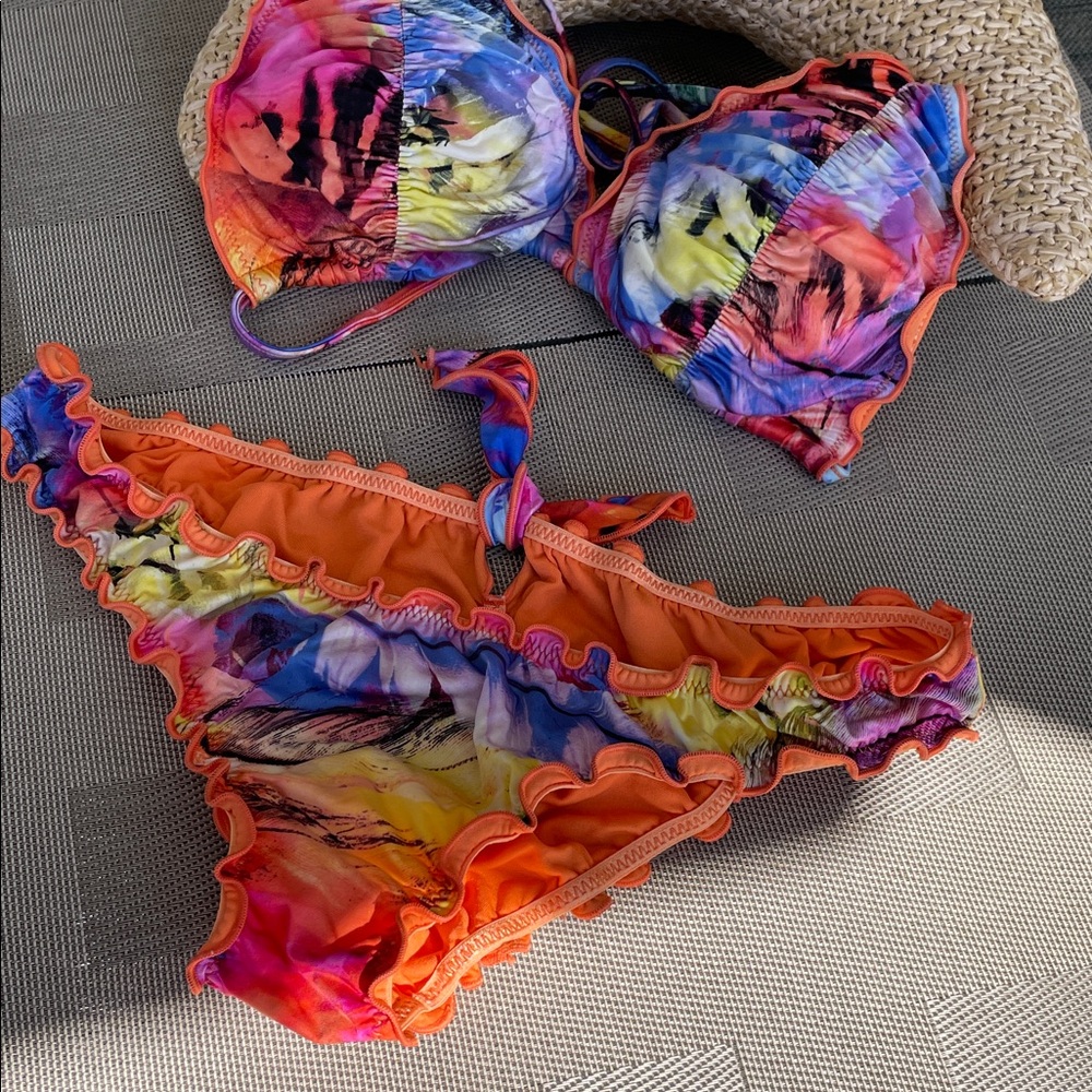 SEAFOLLY Colorful Ruffled Bikini Set